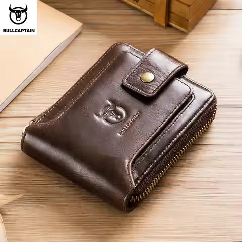 BULLCAPTAIN Brand Men's Wallet Genuine Leather Purse Male Rfid Wallet Multifunction Storage Bag Coin