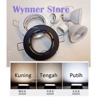 Eyeball Casing with Led Bulb GU10 Lamp Holder Spotlight Recessed Eyeball Downlight Casing Ceiling Lamp (EB-1H/GU10-RD)