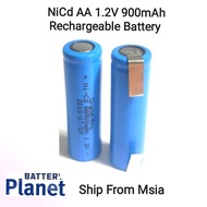 NiCd AA 1.2V 900mAh Rechargable Battery Flat Top - High Grade - Ship Fr Msia (10PCS/30PCS/50PCS)