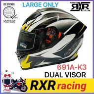 RXR RACING RXR 691A-K3 DUAL VISOR CLEAR LENS SIZES L(59-60cm) ICC and BPS Sticker