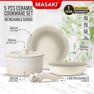 {Eksklusif} Set Alat Memasak Seramik Tidak Lekat MASAKI 5 Keping |   Set Kuali boleh tanggal – Kuali