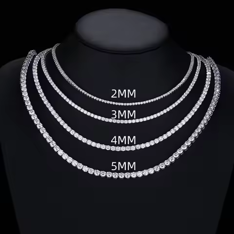 GRA Certified Moissanite Tennis Necklace 3/4/5/6mm Solid 925 Sterling Silver Diamond Tennis Necklace