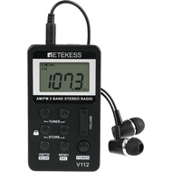 Retekess V112 AM FM Pocket Radio, Digital Radio with Earphone, Rechargeable Battery with LCD Display