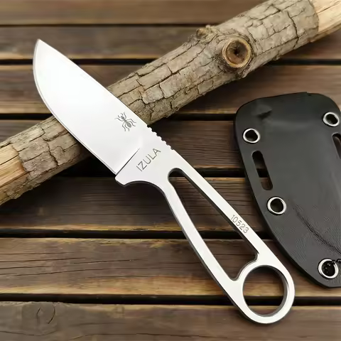 Everyday Carry Izula Fixed Blade Knife – 8Cr13MoV Steel, Kydex Sheath & Clip Plate, Designed for Cam