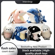 Plush ocean series charms, cute kawaii dolphin orca seal keychain gifts
