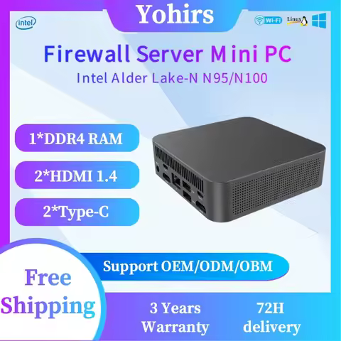 Fan Mini Pc Intel Alder Lake-N N95 N100 DDR4 M.2 NVME Dual 4K HDMI Type-C Windows 11 Linux Pocket PC
