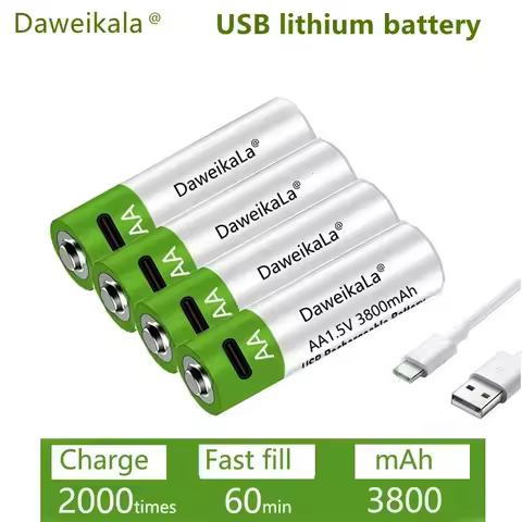 3800 mAh Rechargeable AA 1.5V Alkaline Battery - UN38.3/CE Certified, Environmentally Friendly, Up t