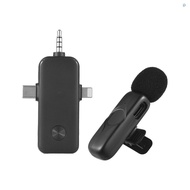 Wireless Lavalier Microphone System One Microphone Noise Reduction Built-in DSP Chip 2.4GHz Wireless Transmission Professional Collar Clip Microphone for Phones Computers Sound Car