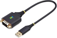 StarTech 1ft/30cm USB to Serial Adapter Cable, COM Retention, FTDI, USB-A to DB9 RS232, Interchangea