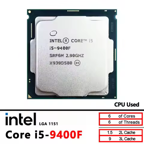 Intel i5 9400F Core i5-9400F 2.9 GHz Used Six-Core Six-Thread CPU 65W 9M Processor LGA 1151