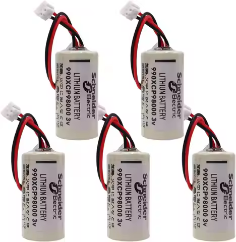 5 Pack 990XCP98000 3V 2/3A 1800mAh Batteries PLC Lithium Battery for Modicon Quantum 140 CPU Series 