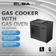 ELBA Gas Cooker with Gas Oven EGC-C9703G(BK) / EGC-C9704G(BK) - Safety Valve - Black (70L)