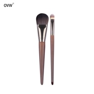 Halloween OVW 2pcs Makeup Brush Set Cosmetic Synthetic Hair Wood Handle Foundation Brush Concealer B