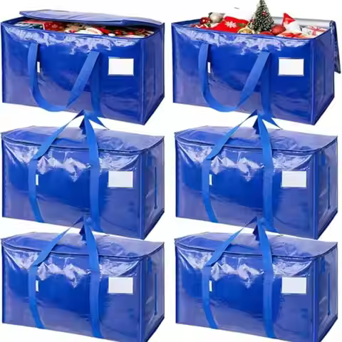 6 Pack Extra Large Moving Bags With Zippers & Carrying Handles, Heavy-Duty Storage Tote Moving Boxes