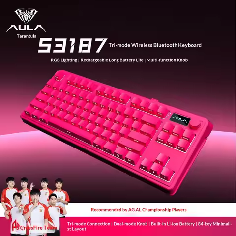 New S3187 Aula Wireless Tri Mode Keyboard F87 Key Mechanical Feel 24g Bluetooth Wired For Desktop La