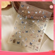 Nail Art Embossed Butterfly Flower Nail Sticker Colorful Envelopes Floral Decal Nail Decoration Mani