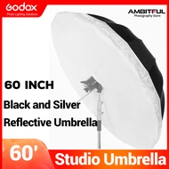 Godox 60 inch 150cm Silver Black Reflective Umbrella Studio Lighting Light Umbrella come with Large Diffuser Cover