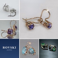 ROVSKI Fashion Korean Ready Stock Jewelry Gold Plated Subang Emas 916 Zircon Earrings Ruby Flower Vintage Simple Earrings Anting Telinga