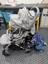 灰色3折嬰兒推車/可平躺/可登機