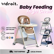 Height Adjustable Baby High Chair Toddler Feeding Highchair with Adjustable Tray Foldable Dining Chair