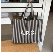 apc logo print striped canvas tote shoulder bag multiple colors