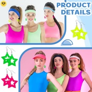 3 Pairs 80s 90s Neon Earrings Women Vintage Pendants Acrylic Dangles for 80s Costumes Glowing Party 