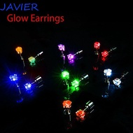 JAVIER Glow Earrings Dazzling Earring Cool Rhinestones Bar Trinket Men Earrings LED Luminous Diamond
