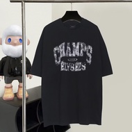 A8UB BLCG Paris CE Blurry Distressed Letter Pattern Short Sleeve Men Women Same Small Neckline T-Shi