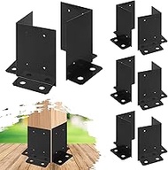 Cskunxia 8Pcs Post Anchor Base, Deck Post Base, Black Powder-Coated Post Brackets, Heavy Duty Wood P
