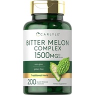 Bitter Melon Capsules 1500mg 200 Count Non-GMO & Gluten Free Extract Complex Supplement by Carlyle