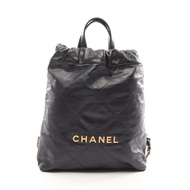 【二手】香奈兒 CHANEL 雙肩包 Chanel 22 黑色皮革 CHANEL22 小號鏈條雙肩包 女款二手 A