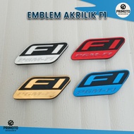 Premium Embossed F1 3D Acrylic Emblem – F1 Logo Motorcycle Sticker, Heat Resistant, Strong Adhesive