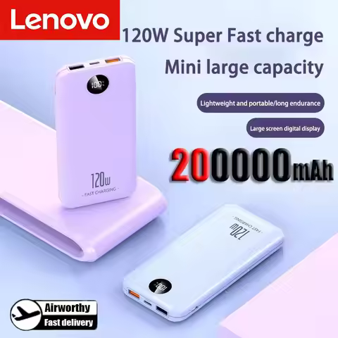Lenovo 200000mAh Power Bank Super Fast Charging Portable Long Endurance Power Bank Digital Display B