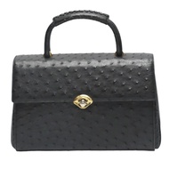 鴕鳥皮全金扣手提包

鴕鳥皮，黑色 [二手]