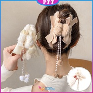 Jepit Rambut Wanita Motif Pita Rumbai Jedai Bulu Pompom Gaya Korea Aksesoris Rambut kualitas Import