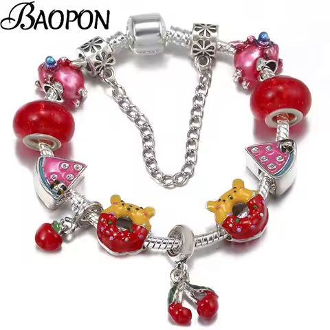 BAOPON New Trendy Unicorn Pig Beads Charm Bracelets Fit DIY Brand Bracelets For Women Men Fiancee Bi