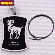 Aries - Aries white stainless steel pendant with black rubber strap necklace + stainless steel hook,