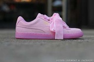 紐約站Puma Suede Heart Reset 蝴蝶結 寬版鞋帶 緞帶 粉紅 卡拉 【363229-02】