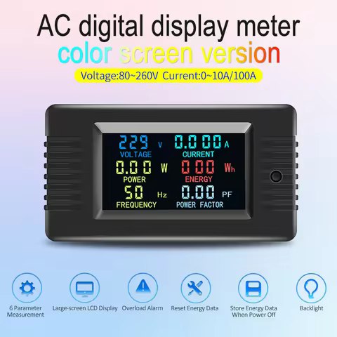 PZEM-020 Digital Volt Meter Wattmeter LCD 6in1 220V Single Phase Electric Kwh Energy Meter Voltmeter