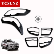 Black Kits Headlight Tail Light Cover Trim For Toyota Fortuner Hilux Sw4 2012 2013 2014 Car Accessor