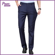 Yoewre Men Suit Pants Button Zipper Closure Suit Pants Mens Anti-wrinkle Plush Business Pants for Of