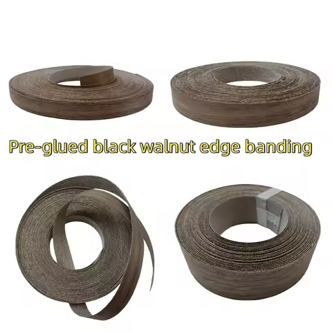 13mm/19mm/22mm/38mm Real Black Walnut Wood Edge Banding Roll, Iron On Veneer Edging For Furniture Pl