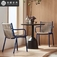 Rattan Outdoor Table Chair Coffee Shop Outdoor Courtyard Garden Terrace Combination Coffee Table Sma