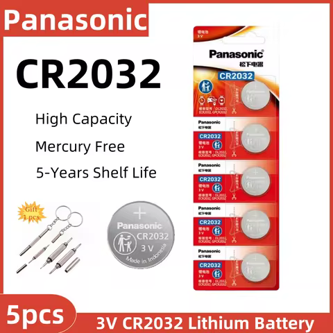 5pcs Original PANASONIC CR2032 CR 2032 3V Lithium Battery For Watch Calculator Clock Remote Control 