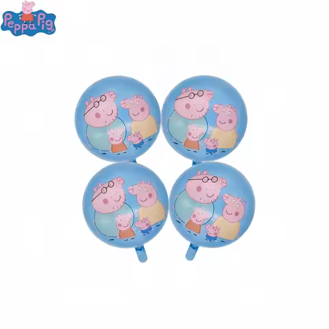4pcs Peppa Pig Theme Page Family Round Balloon Set Cute Cartoon Decoration Party Children's Day Birt