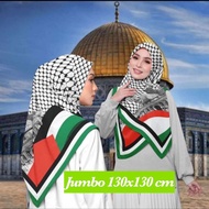 Jilbab Palestin Jumbo 130x130 Hijab Voal Motif Palestina Premium