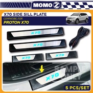 Car Proton X70 LED Blue Door Side Sill Step Plates Stainless 4PCS