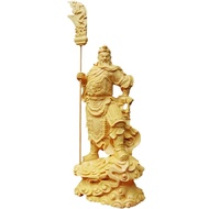 Chinese GuanYu Statue Traditional Wood Carving Figurine God of Wealth Statue Home Tabletop Decor Goo
