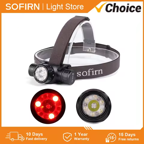Sofirn HS21 Headlamp 2000lm Infrared Induction Torch 18650 USB C Rechargeable Flashlight SFT40 Red L