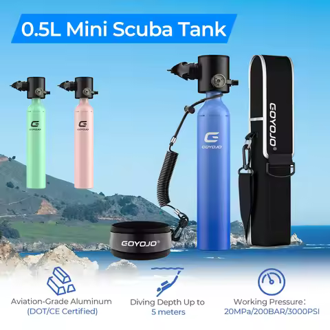 0.5L Scuba Bottle Mini Scuba Tank Portable Diving Cylinder 3000PSI Small Air Tank 5-10 Mins Underwat